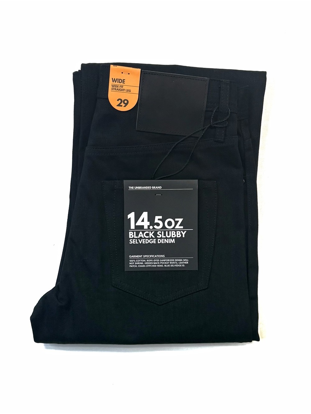 The Unbranded Brand UB748 14.5oz Slubby Black Selvedge Denim - Wide Fit Jeans